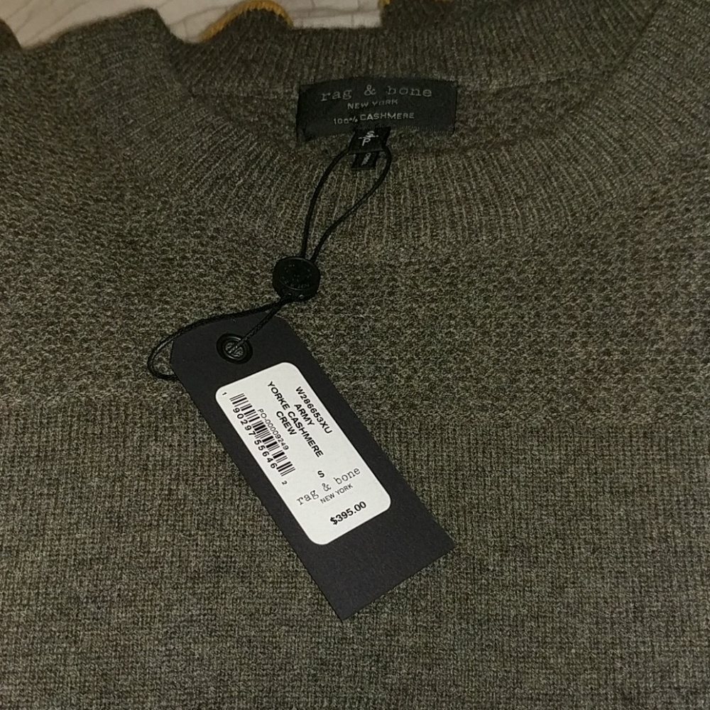 Rag & Bone Army Yoke Cashmere Crew Sweater Green - Picture 5 of 8